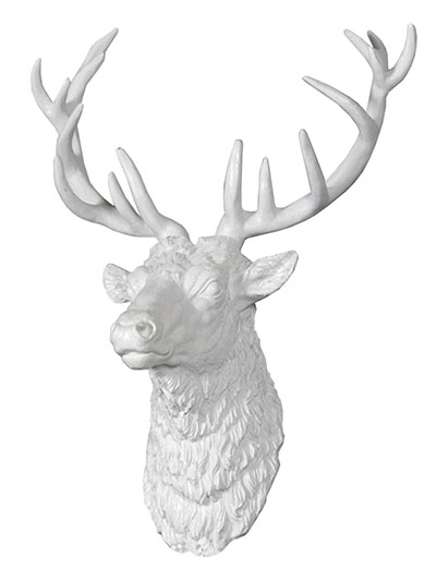 Resin Deer Head White Finish - Click Image to Close